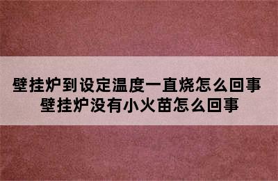 壁挂炉到设定温度一直烧怎么回事 壁挂炉没有小火苗怎么回事